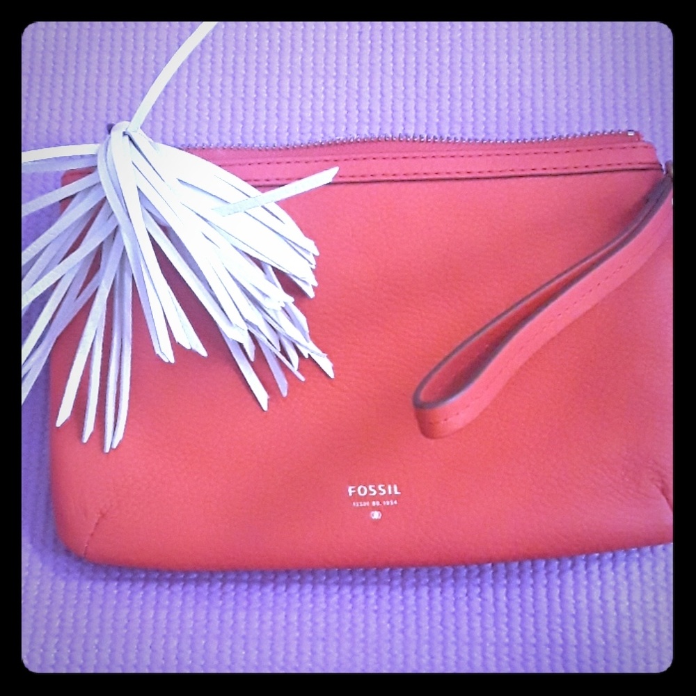 Fossil Starburst Orange clutch wristlet